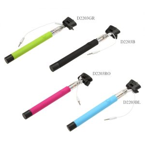 Wired Cable Remote Shooting Control Shutter Selfie Self-timer Extendable Monopod Handheld Grip Pole Stick for iPhone Samsung Sony IOS 5.0 Android 4.2 System or above