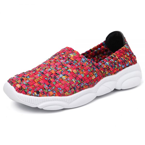 Women Casual Breathable Knitted Slip On Loafers Walking Shoes