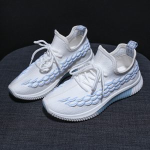 Women Casual Breathable Mesh Lace Up Sport White Shoes