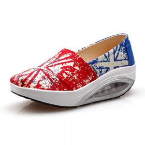 Women Casual Colorful Pattern Cloth Slip On Platform Shoes