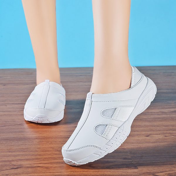 Women Casual Lightweight White Elastic Flat Shoes