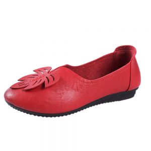 Women Casual Round Toe Solid Color Slip On Flat Shoes