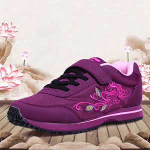 Women Casual Running Breathable Mesh Embroidery Hook Loop Sports Shoes