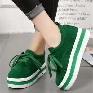 Women Casual Shoes Suede Lace Up Platform Sneakers