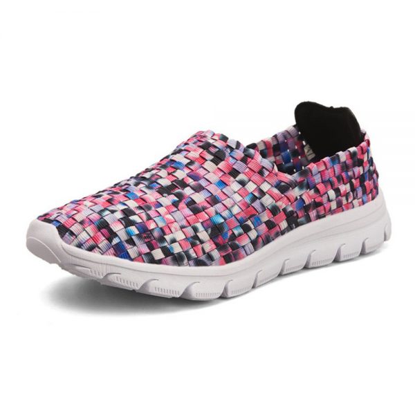 Women Colorful Knitted Sport Walking Slip On Flat Shoes