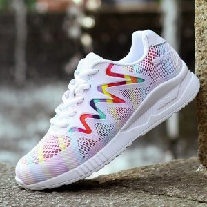 Women Colorful Mesh Walking Lace Up Casual Sport Shoes