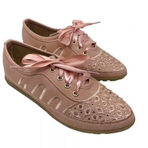 Women Comfy Rhinestone Lace Up Flat Shoes