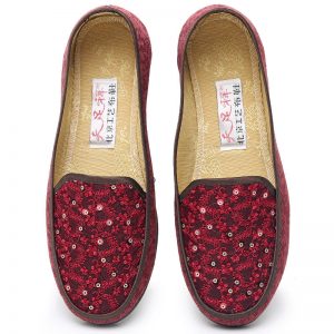 Women Comfy Soft Cloth Flowers Slip On Flat Shoes