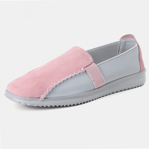 Women Comfy Suede Splicing Slip On Flat Mother Shoes