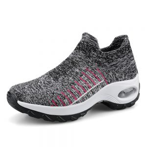 Women Cushioned Mesh Knitted Breathable Slip Om Platform Casual Sport Shoes