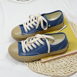 Women Daily Casual Splicing Canvas Lace Up Flats Shoes