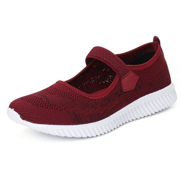 Women Elastic Band Mesh Slip On Walking Sport Flat Shoes