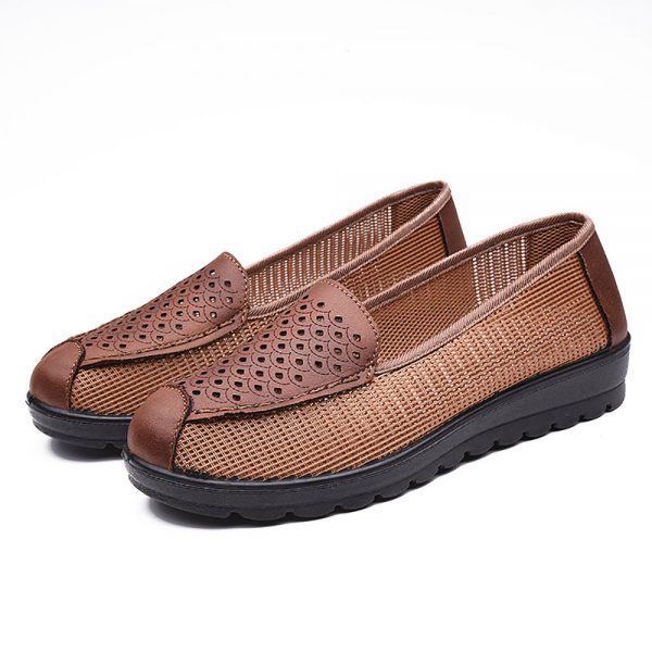 Women Hollow Out Cloth Splicing Casual Flat Shoes