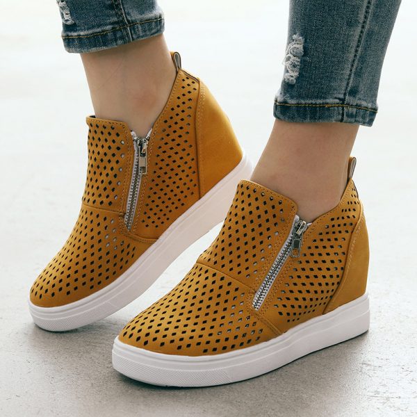 Women Hollow Slip On Hidden Wedges Heel Casual Shoes