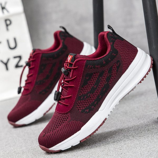 Women Lace Up Mesh Splicing Pattern Casual Running Shoes