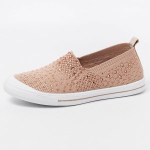 Women Mesh Casual Rhinestone Knitted Comfortanle Flat Shoes