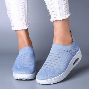 Women Mesh Cushioned Slip On Platform Casual Sock Shoes