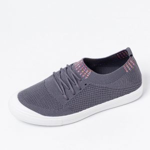 Women Mesh Knitted Breathable Lace Up Trainers Casual Flat Shoes