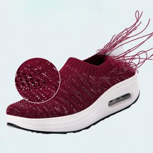 Women Mesh Knitted Cushioned Slip On Casual Platform Shoes