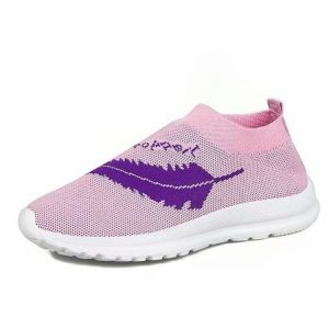 Women Mesh Pattern Slip On Walking Casual Shoes