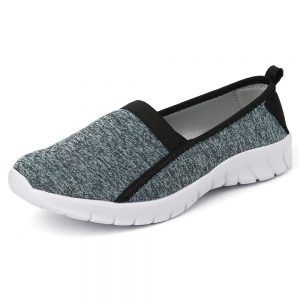 Women Mesh Slip On Splicing Casual Gray Flat Walking Shoes