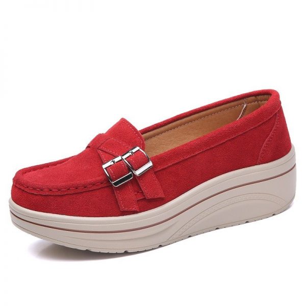 Women Metal Decoration Leather Suede Platform Casual Shoes