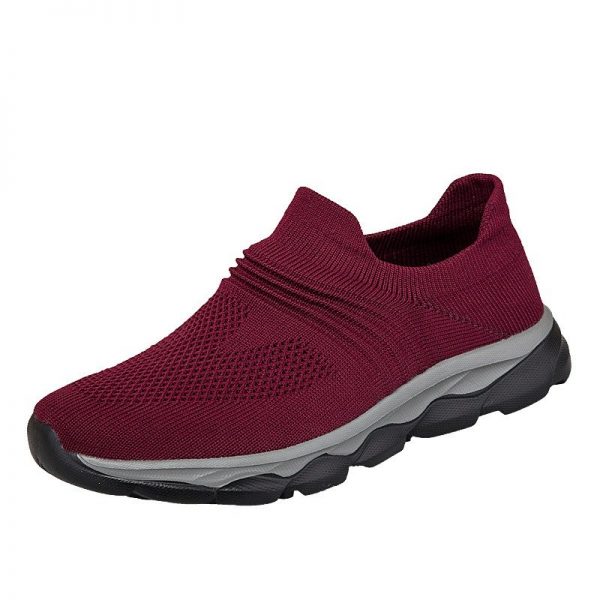 Women Outdoor Walking Breathable Hollow Light Knit Antiskid Slip On Shoes