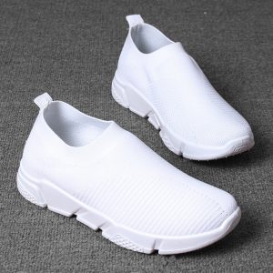 Women Sports Socks Shoes Mesh Slip On Black Sneakers