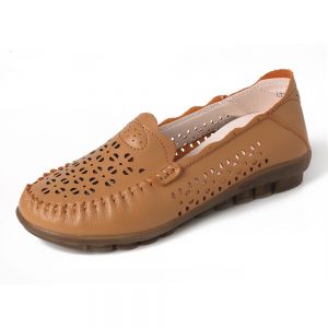 Women Stitching Hollow Out Soft Loafers Casual Flat Shoes