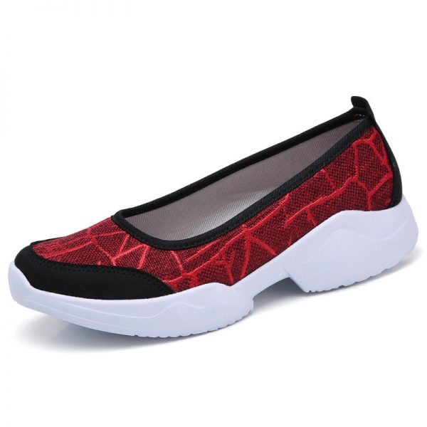 Women Stitching Lightweight Slip On Mesh Knitted Platform Shoes