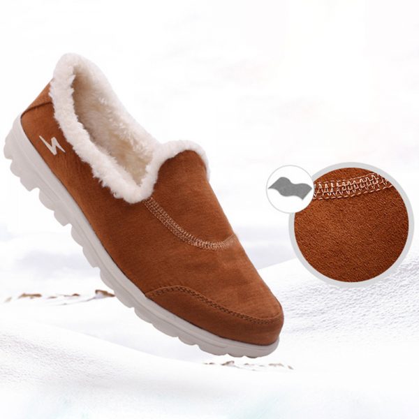 Women Warm Lining Bean Shoes Lightweight Suede Leather Non Slip Loafers