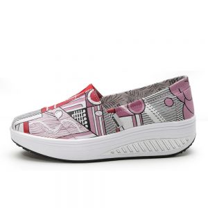 Women Wearable Slip On Printing Canvas Thick Sole Sports Shoes