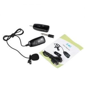 XXD-G18L 2.4G Wireless Microphone Hands Free Clip-on Lapel Portable External Mic with Receiver Transmitter for Car Radio Home Theater Leisure Black