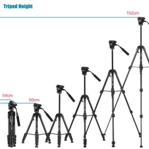 YUNTENG VCT-691 Professional Portable Aluminum Alloy Video Tripod 4-Section Camera Tripod with Fluid Pan & Tilt Head for Canon Nikon Sony Pentax DSLR ILDC Camera DV Camcorder Max Load Capacity 3kg