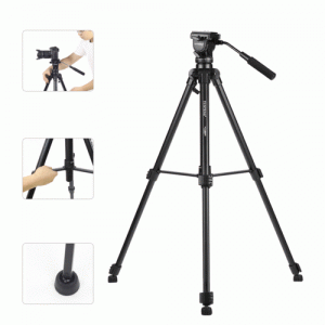 YUNTENG VCT-880 Portable Aluminum Alloy Tripod 3-Section Telescoping with 2-Way Damping Ball Head for Canon Nikon Sony DSLR Camera Camcorder Max Load Capacity 5kg