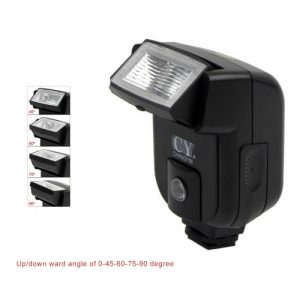 YinYan CY-20 Mini Universal Flash Speedlite Hot Shoe Sync Port with Adjustable Pitch Angle for Nikon Canon Panasonic Olympus Pentax Sony Alpha Digital Camera