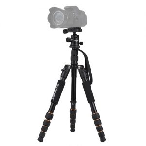 ZOMEI Q666 59inch Compact Travel Portable Aluminum Alloy Camera Tripod Monopod with Ball Head/ Quick Release Plate/ Carry Bag for Canon Nikon Sony DSLR