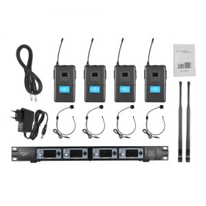 ammoon 4T Professional 4 Channel UHF Wireless Headset Microphone System