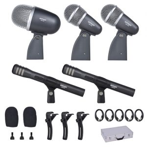 ammoon DM-DX8 5-Piece Professional Wired Drum Set Microphone Mic Kit