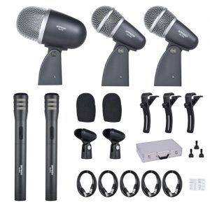 ammoon DM-DX8 5-Piece Professional Wired Drum Set Microphone Mic Kit