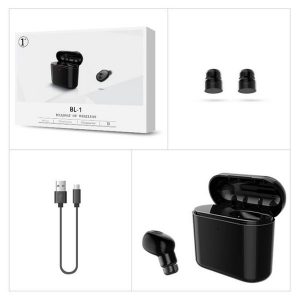 bl1 mini wireless bluetooth headphones headset wireless earbuds in ear earphones v4.2 700mah battery charger case with retail package 50pcs