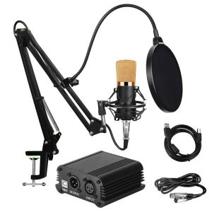 bm 700 condenser microphone with phantom power with shock mount for studio audio recording computer microphone nb35 microphone stand