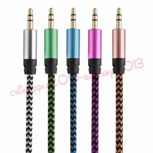 car audio aux extention cable nylon braided 3ft 1m wired auxiliary stereo jack 3.5mm male lead for smart phone andrio mobile phone speaker