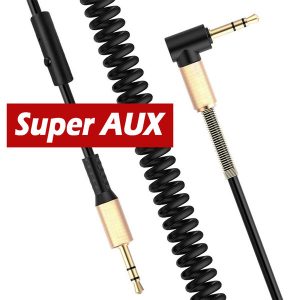 coiled stereo audio cable 3.5mm male to male universal aux cord auxiliary cable for car bluetooth speakers headphones headset pc speaker mp3