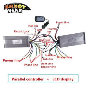 ebike bldc 2 controller with lcd 36v48v 500w 800w1000w parallel controller e bike conversion kit for double drive motor