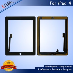 efaith item-for ipad 4 black touch screen digitizer with home butoon+adhesive & dhl shipping