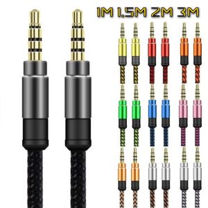 fabric braided nylon aux cable 1m 1.5m 2m 3m 3.5mm jack male to male car aux audio cables wire for iphone 5 6 samsung