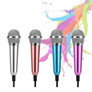 fashion 4color mic ktv sing song karaoke mini headset wired microphone for mobile phone portable 3.5mm stereo studio lappc desktop