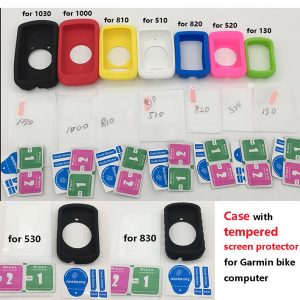 generic skin case w tempered screen protector film for garmin gps bike computer garmin edge 130 510 520 plus 530 830 820 1000