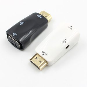 hdmi to vga adapter with audio function male to female data transfer converter black/white